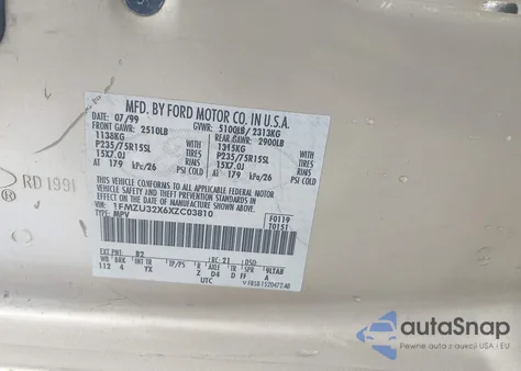 1999 Ford Explorer Xl/Xlt из США, поврежденный, VIN 1FMZU32X6XZC03810